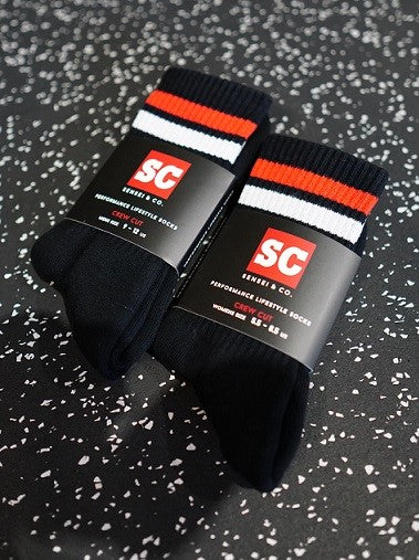 Sensei & Co. Black/Red Socks - Hybrid Crew Cut
