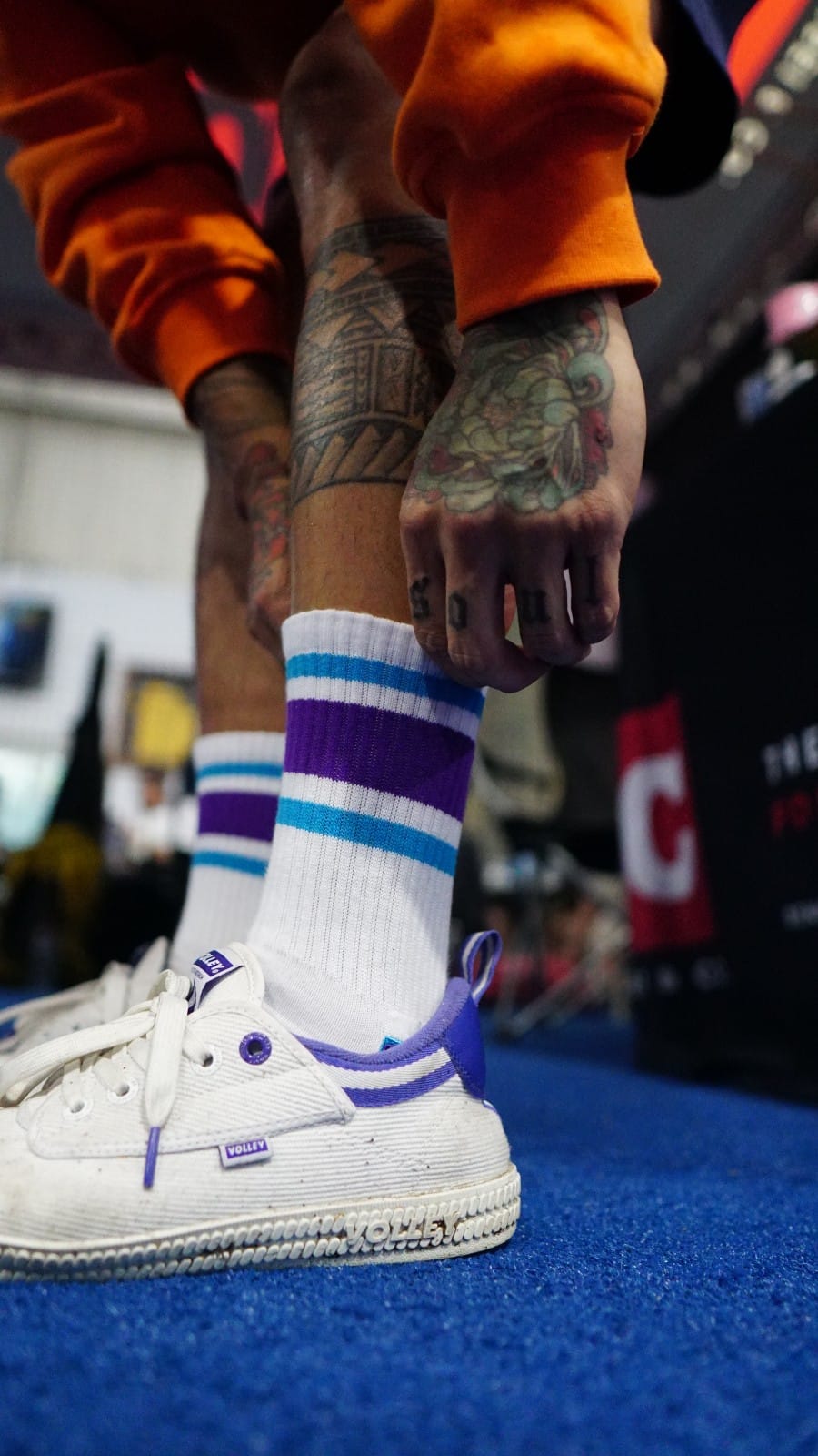 Sensei & Co. White/Purple/Light Blue Socks - Hybrid Crew Cut