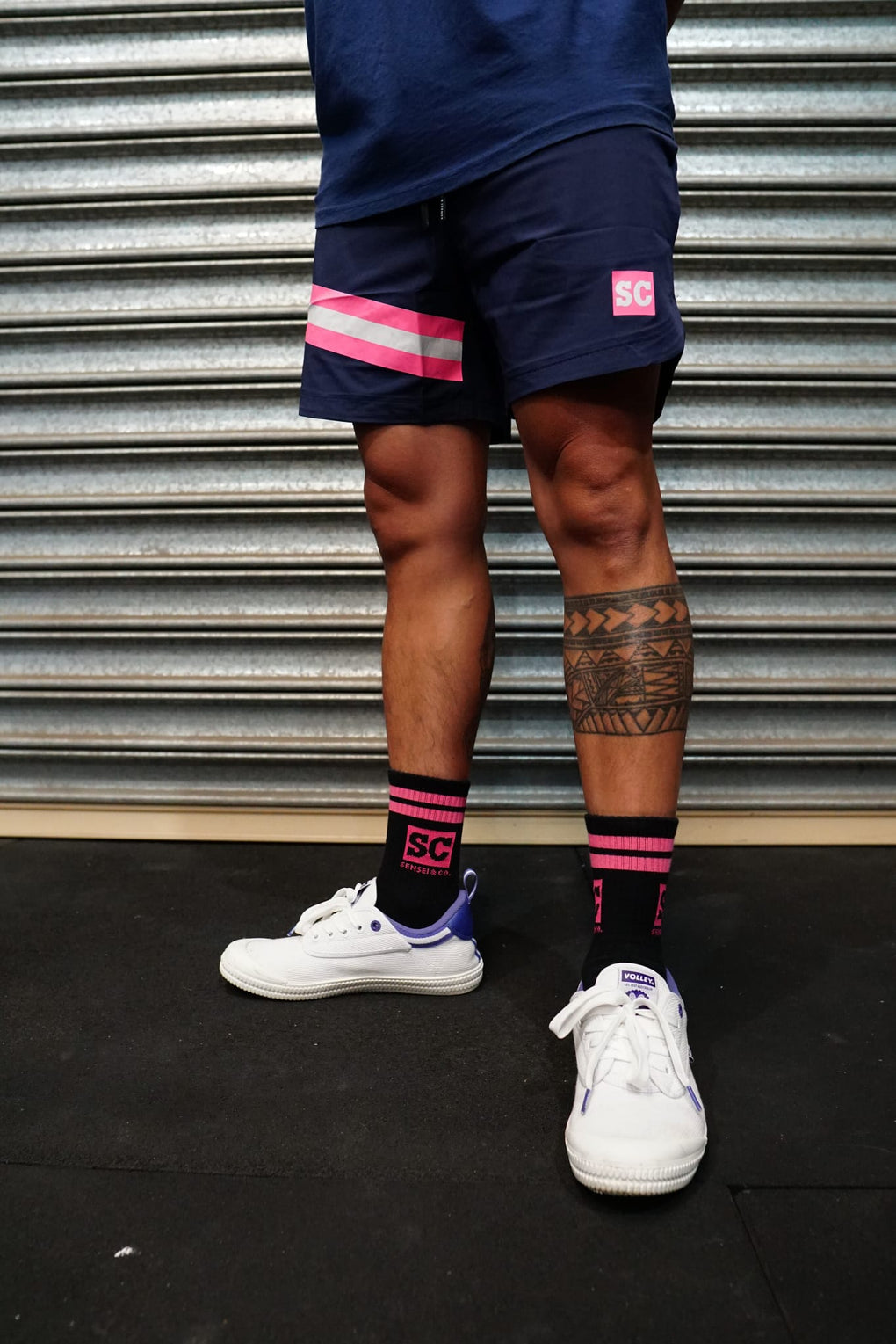 SC Training Shorts Navy/Pink